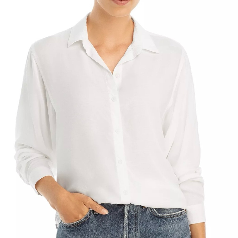 BeachLunchLounge Marlena Long Sleeve Button Up White Shirt XL